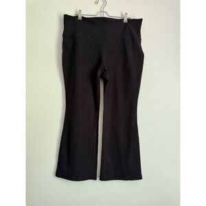Athleta Elation Rib Crop Flare Pants Black Ribbed High Rise Yoga Leggings 2X